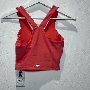 NWT SOLD OUT COLOR ALO Yoga Airbrush Real Bra Tank candy orange XS